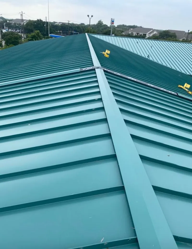 Green commercial metal roof ridge and valley for Metal Roof Repair in Schaumburg